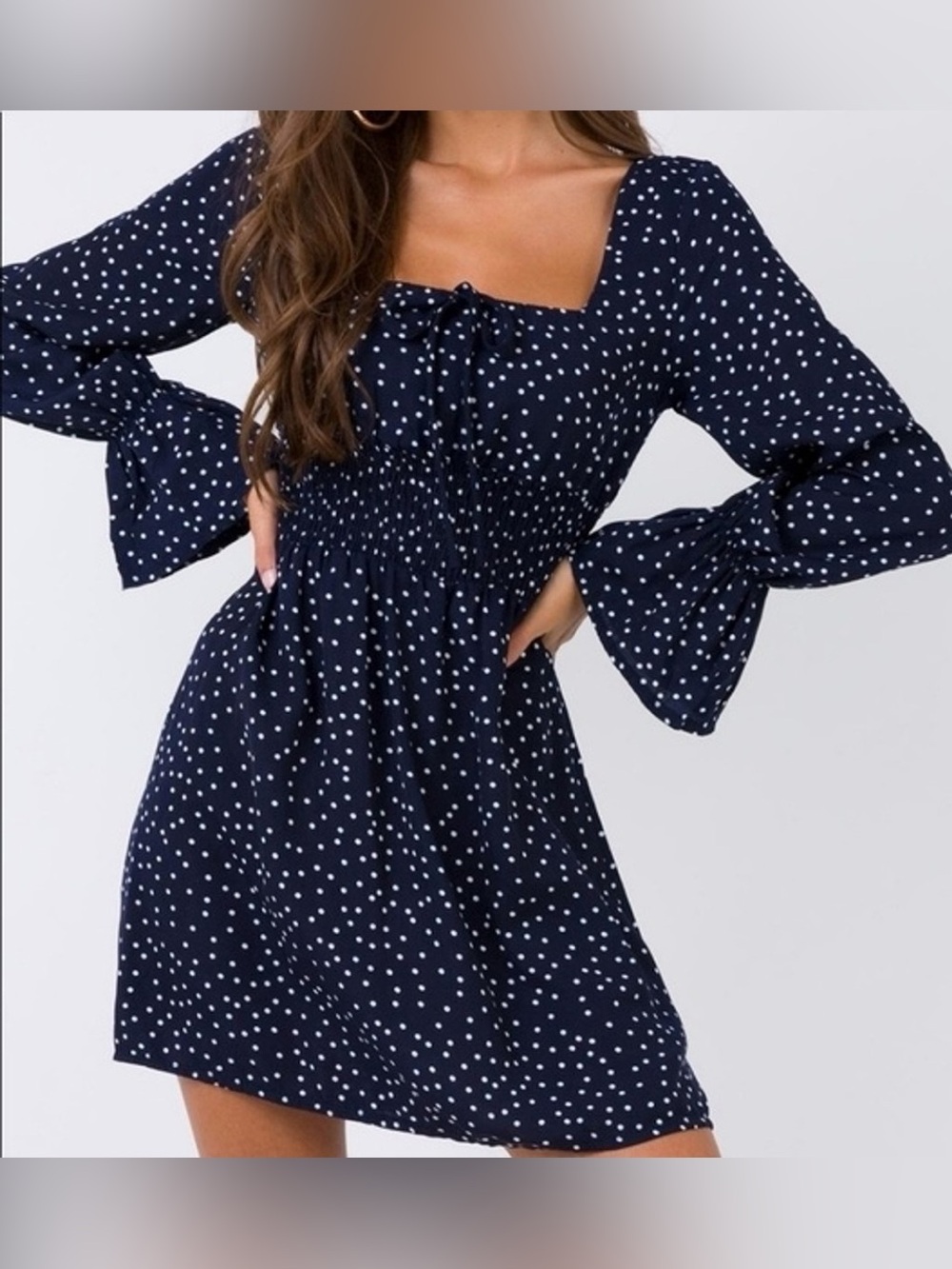 Princess Polly Navy Polka Dot Mini Dress